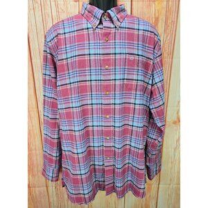 Southern Tide Mens Classic Fit Red/Blue Plaid Button-Down Shirt Large